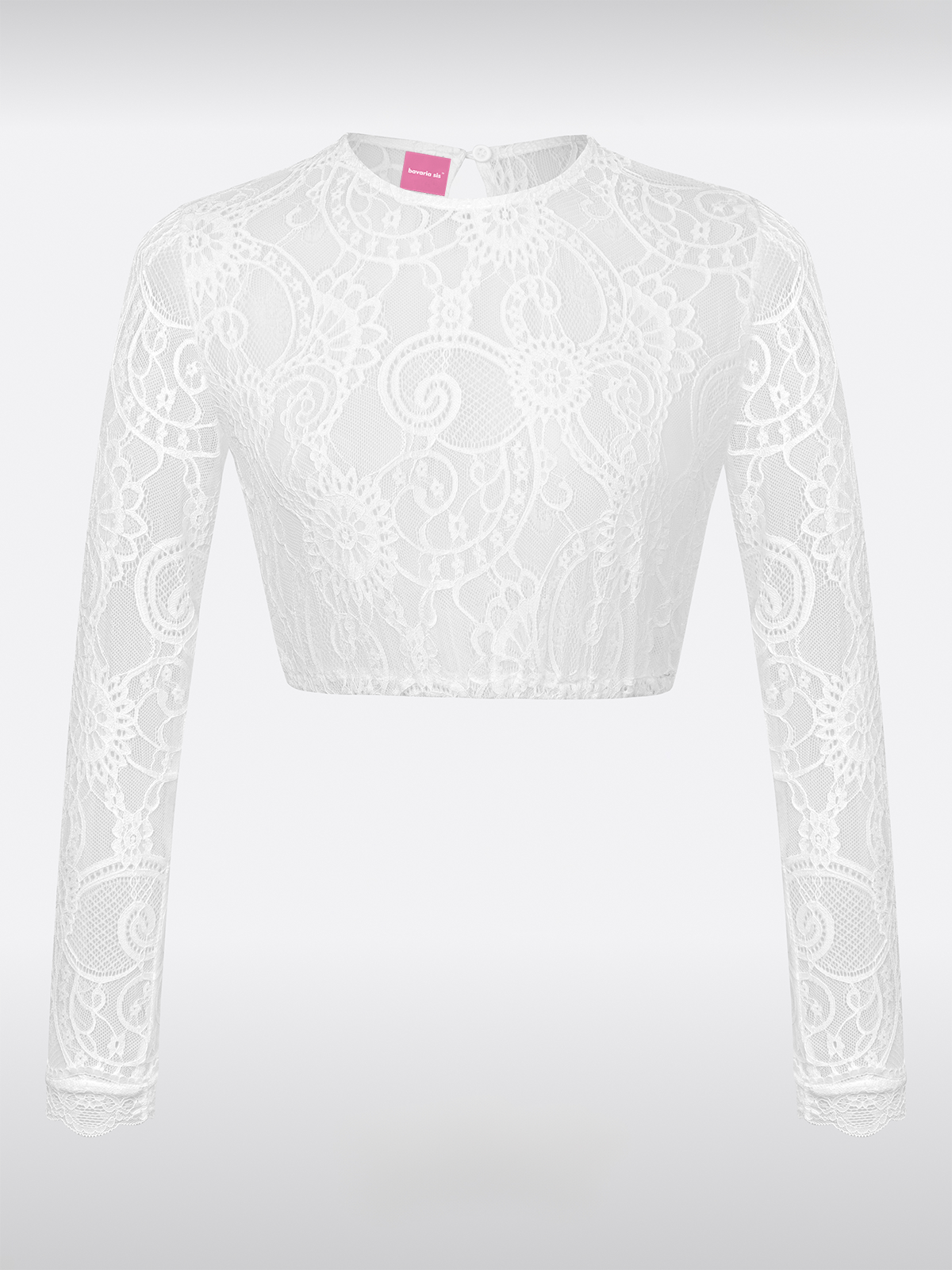 Weiß Langarm Rundhals Dirndlbluse